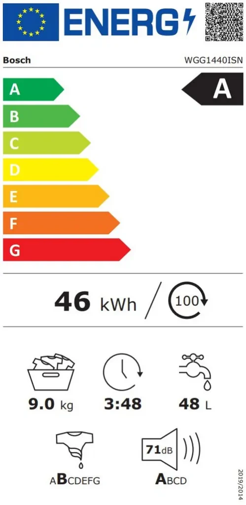 Bosch Serie 6 WGG1440ISN EU Energimærke