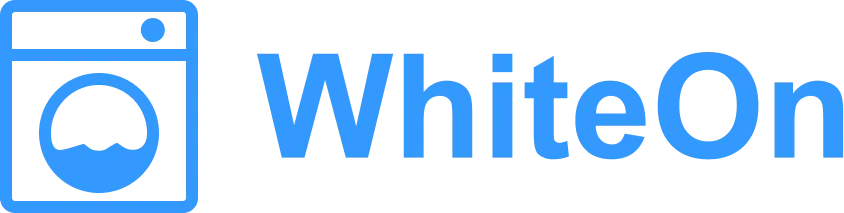 WhiteOn ApS Logo - Blå wordmark og gennemsigtig