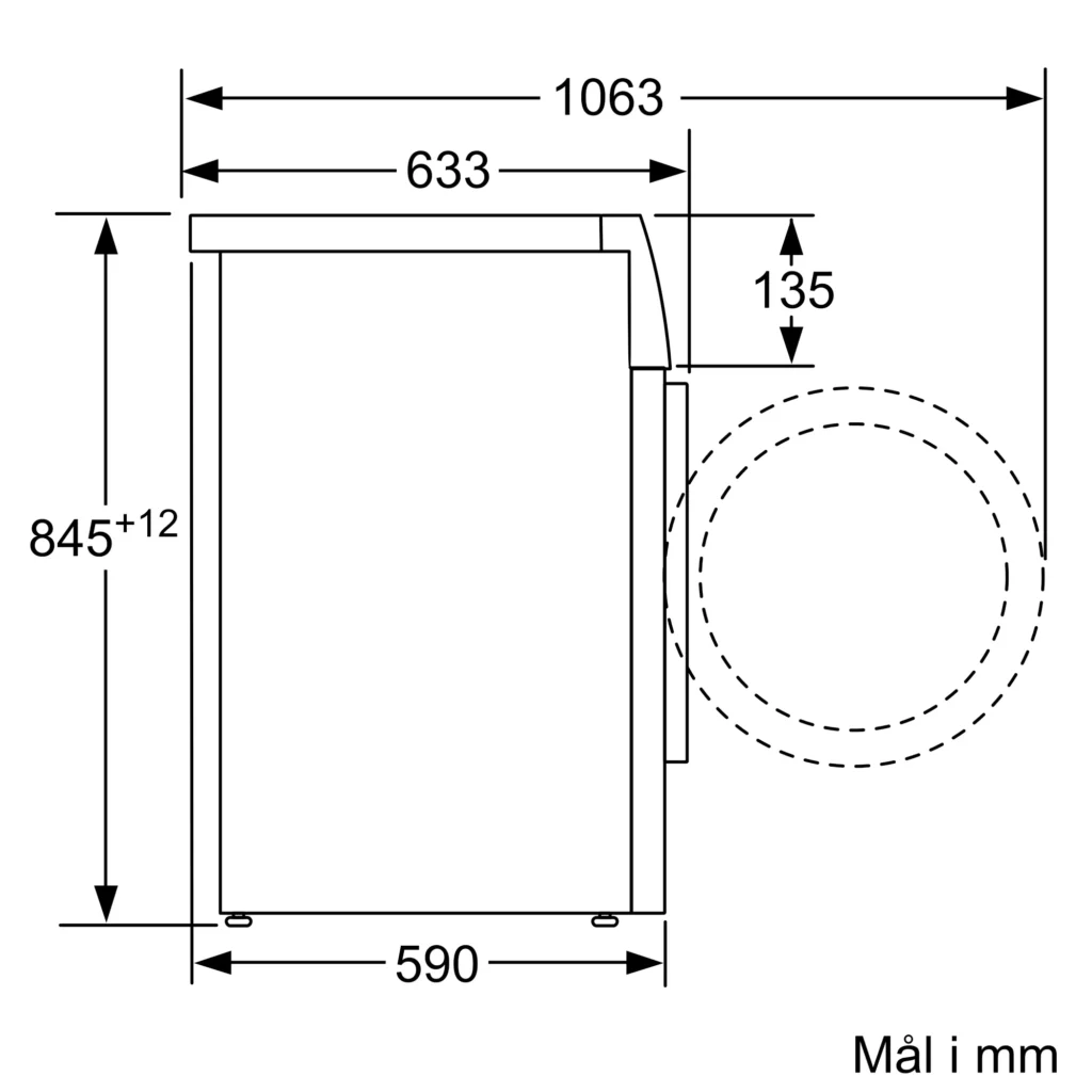 Vaskemaskine Bosh Serie 6 Model mål