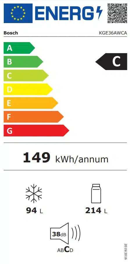 Bosh KGE36AWCA energiklasse label